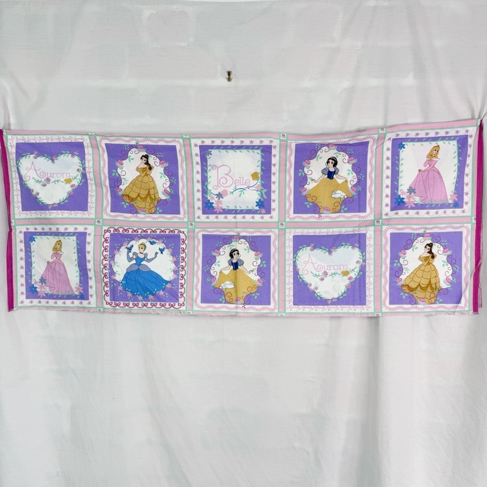 Disney Princess Vintage Patchwork Block Purple Fabric Remnant